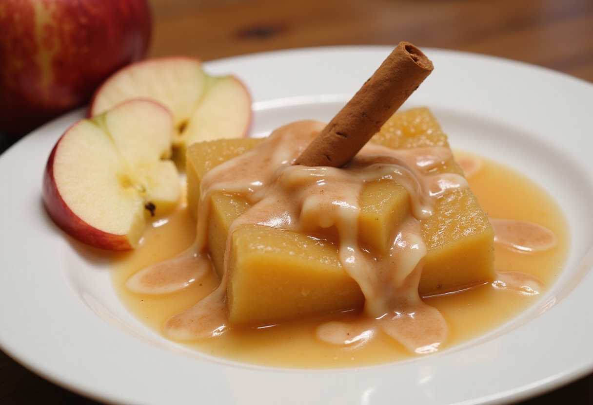 Finished Apfelmus mit Vanillesauce served beautifully, showcasing delicious flavors.