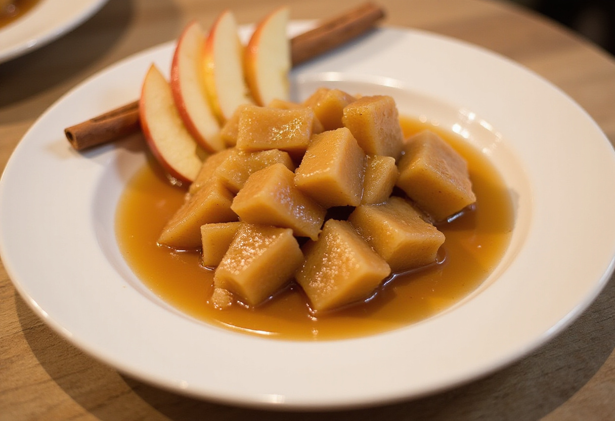 Finished Apfelmus mit Vanillesauce served beautifully, showcasing delicious flavors.