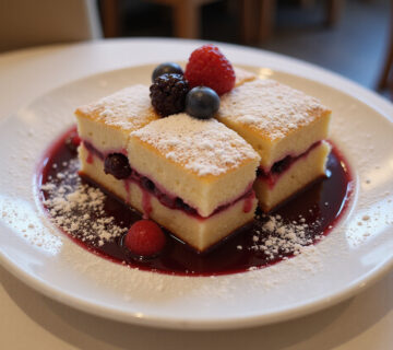 Deliciously plated Quarkauflauf mit Beeren, perfect for dessert.
