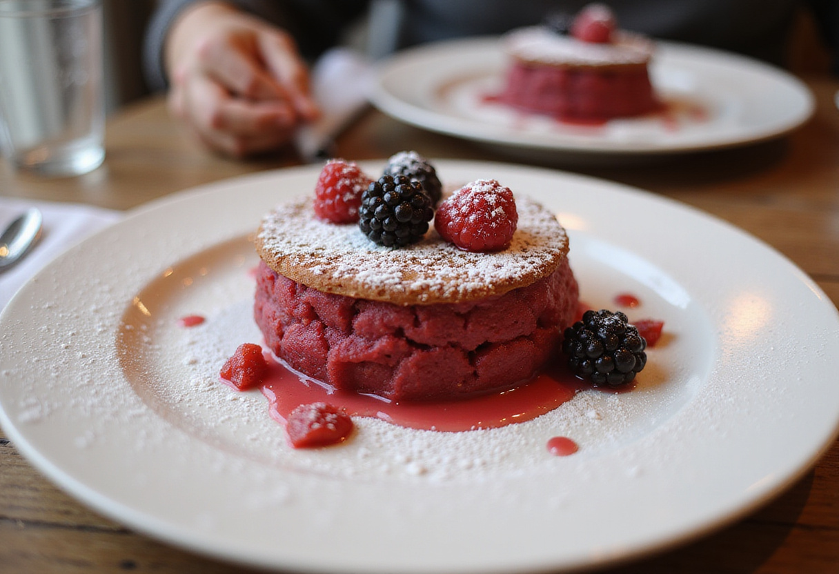 Deliciously plated Quarkauflauf mit Beeren, perfect for dessert.