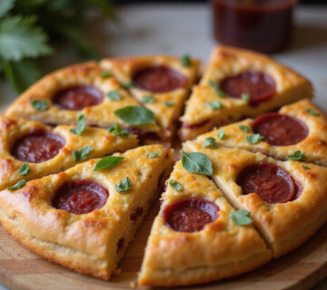 Golden brown Zwiebelkuchen presented beautifully, perfect for serving.