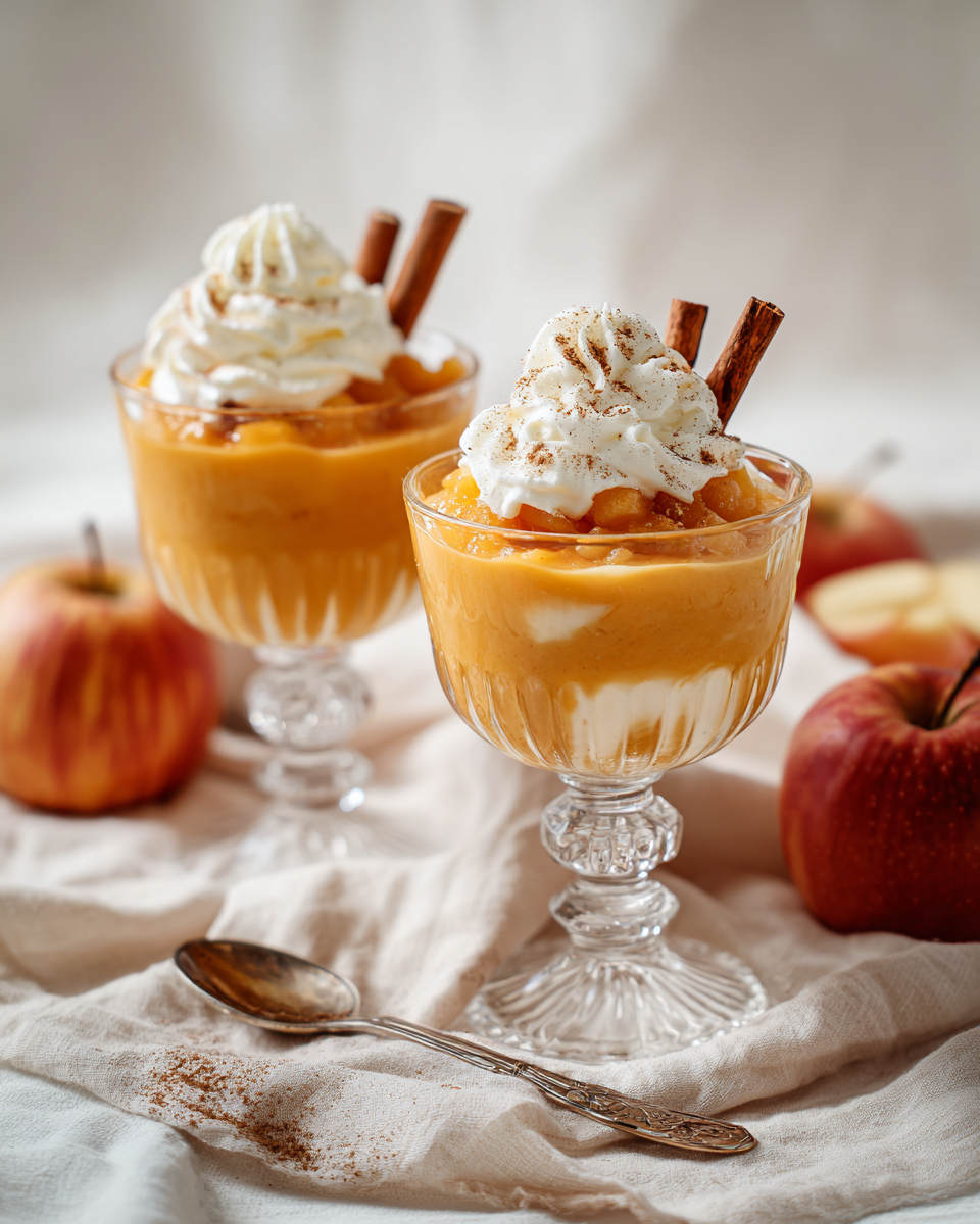 Apfel-Kürbis-Mus mit Vanillequark elegant angerichtet