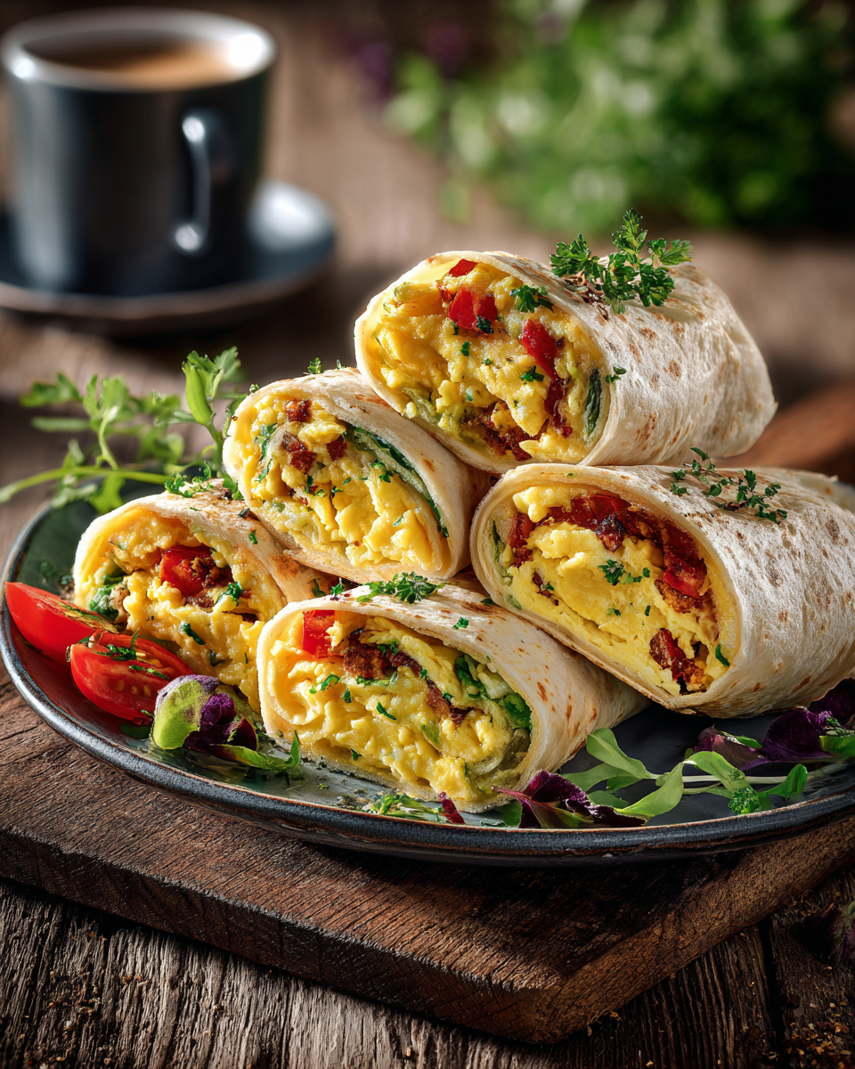 Frühstücksrollen mit Rührei Servieren