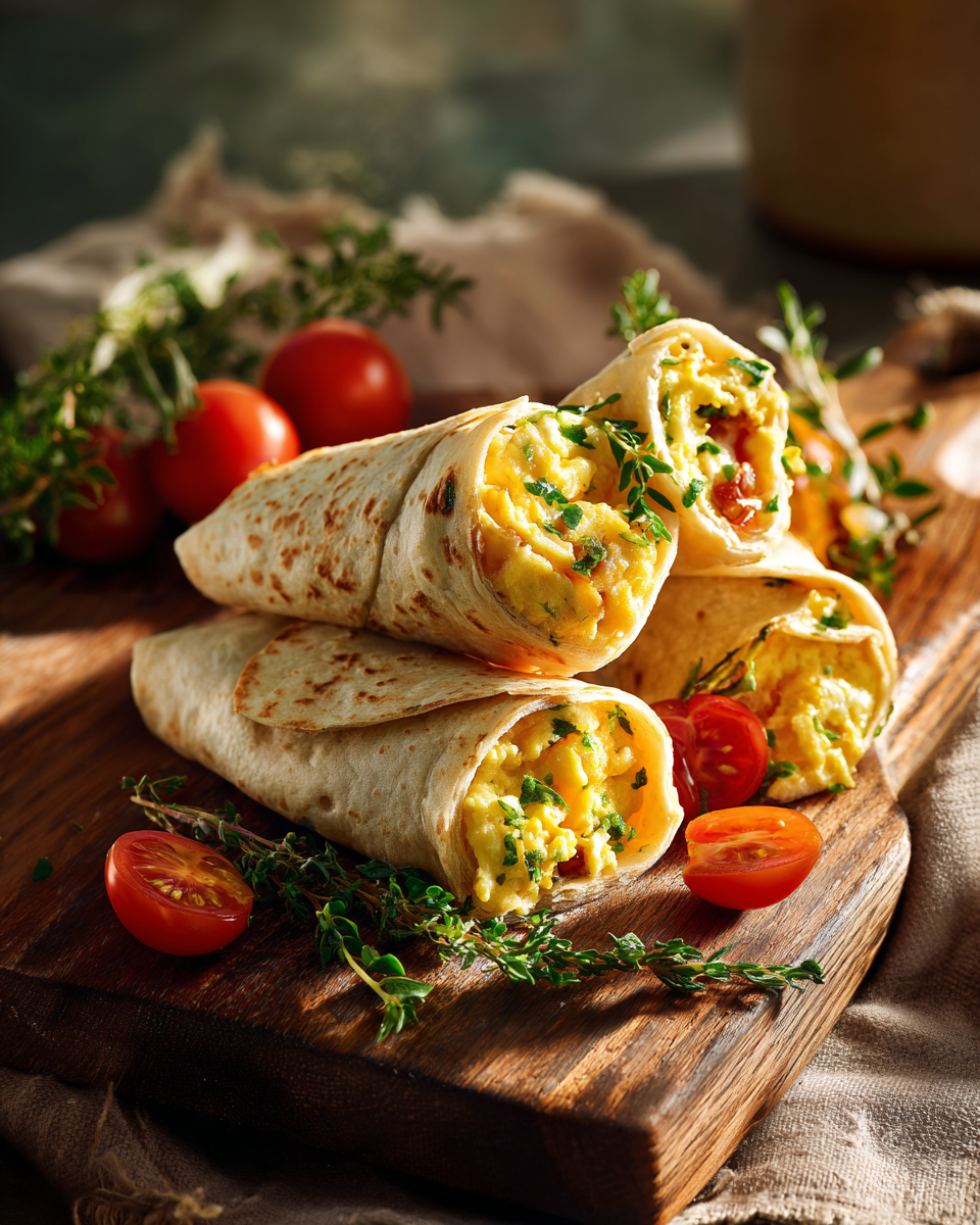 Frühstücksrollen mit Rührei Detailaufnahme