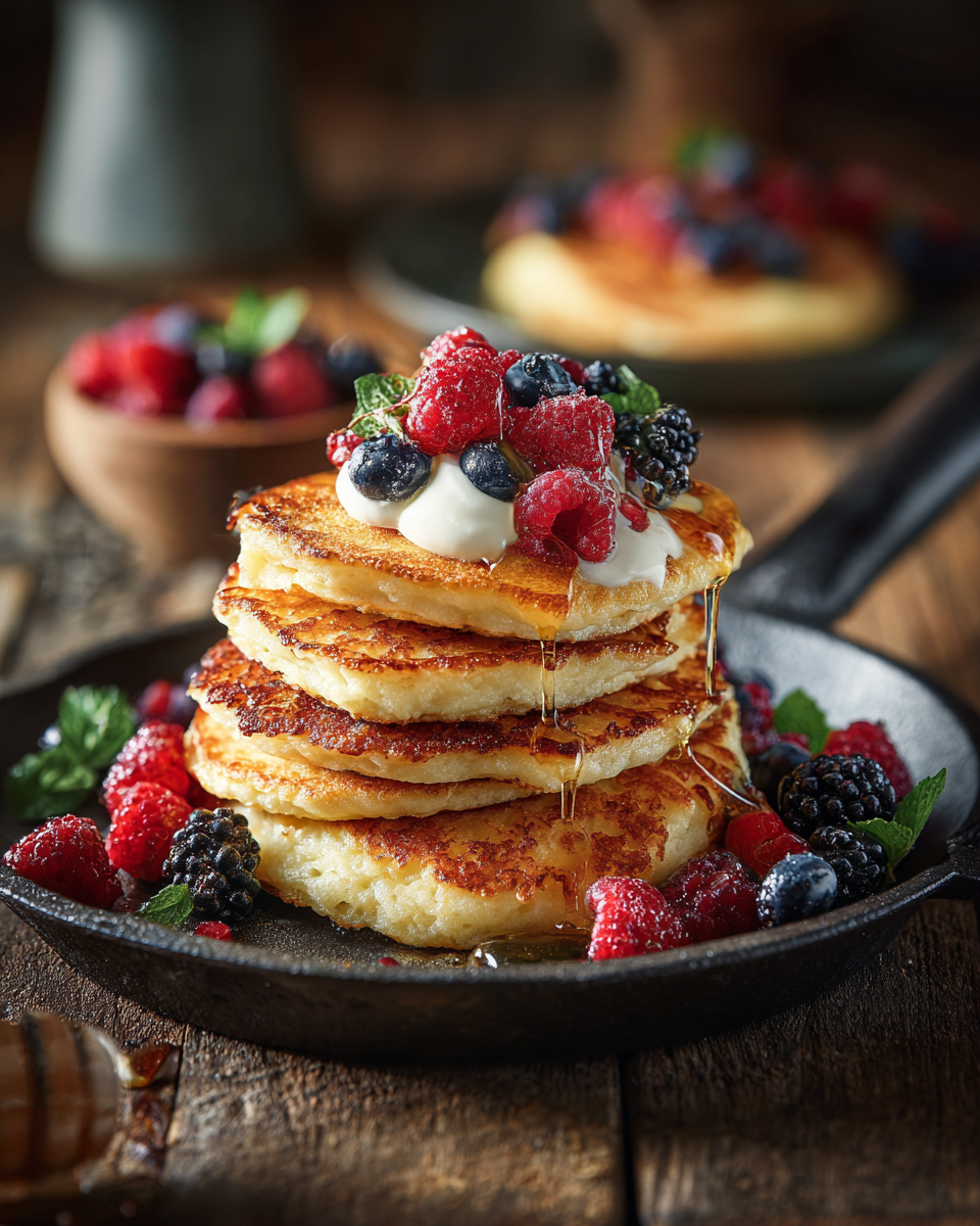 Quark-Pfannkuchen ohne Mehl Serviervorschlag