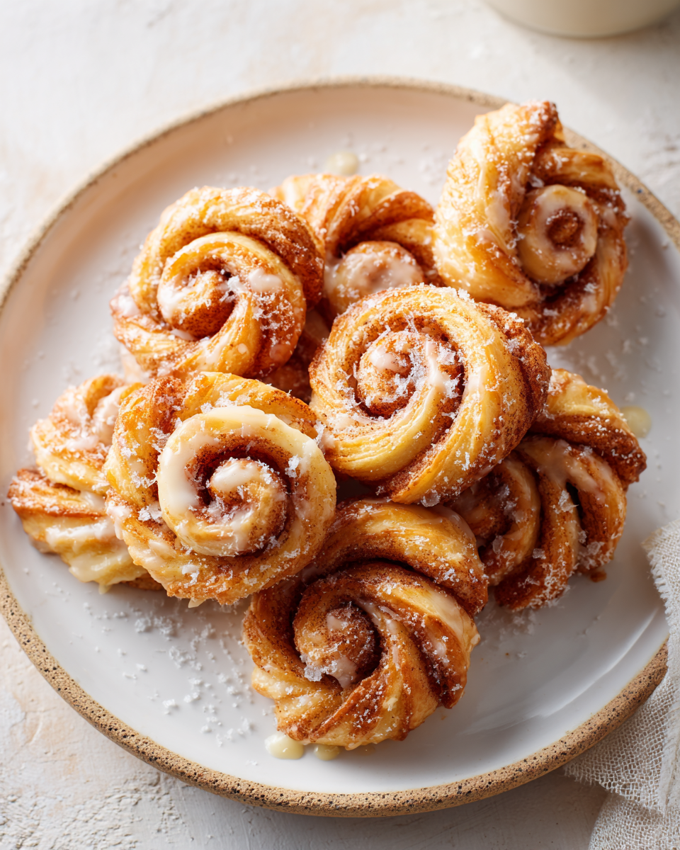 Air-Fryer Zimtschnecken-Bites als süßes Fingerfood angerichtet